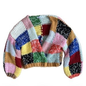 Colorful Patchwork Knit Sweater